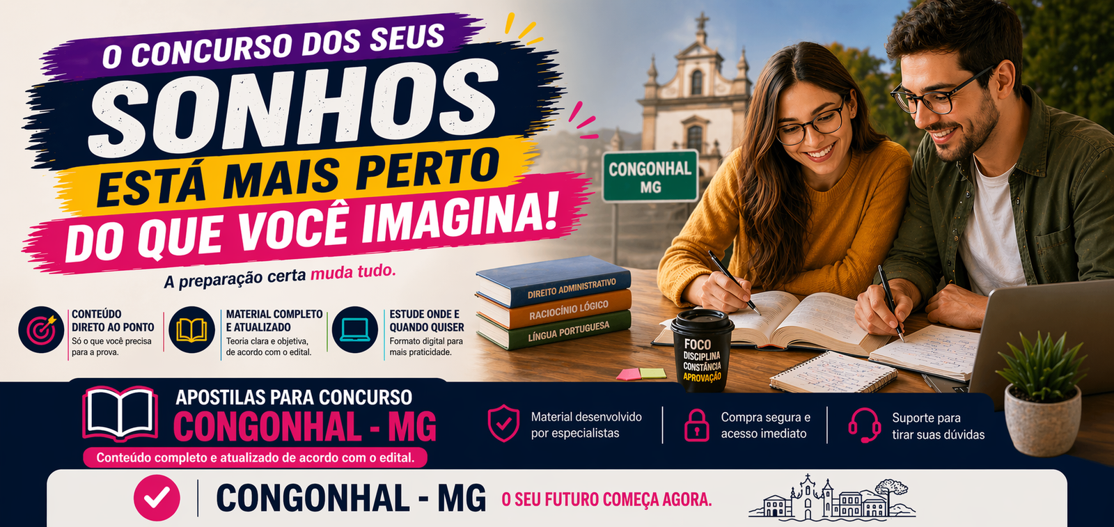 Apostila Para o Concurso de Congonhal - MG - 2026 – Auxiliar de Secretaria